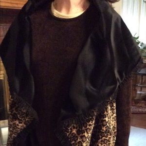 Reversible Leopard print deep black poncho | Ind Size